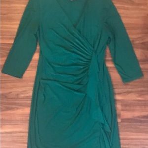 Green faux wrap dress